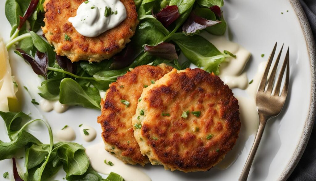 Fresh Salmon Cakes with Buttermilk Dressing
